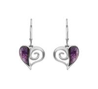 Sterling Silver Blue John Swirl Heart Drop Earrings - Silver SGN-193