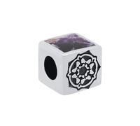 Sterling Silver Blue John Two Stone Rose Cube Charm - Silver 58251