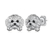 Sterling Silver Border Collie, Dachshund, Doberman, Boston Terrier, Dalmatian, Bichon Frise, Beagle, Cavalier King Charles Spaniel, Dog Lover, Gifts for Women, 11*12mm, Sterling Silver, Cubic Zirconia