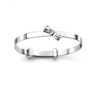 Sterling Silver Bow Bangle B4781 - Polished Quality | Acotis - Sterling Silver / Diamond