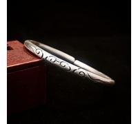 Sterling Silver Bracelet,925 Sterling Silver Hand-Carved Fortune Clouds Bracelets Bangle Retro Handmade Matte Solid Silver Cuff Bangles Orient Bracelets Eternity Jewellery For Her Women Girls