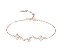 Sterling Silver Bracelet，Adjustable Spring Clasp Fashion High-End Light Luxury S925 Sterling Silver Retro Moonstone Big Dipper Niche Design Bracelet, Energy Jewellery for Women Rose Gold