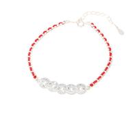 Sterling Silver Bracelet，Adjustable Spring Clasp Fashion High-End Light Luxury S925 Sterling Silver New Chinese Style Crushed Ice Five Emperors Money Red Rope Bracelet, Energy Jewellery for Wome