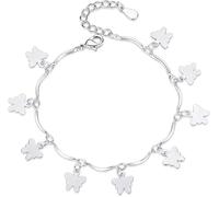 Sterling Silver Bracelet, Bracelet，Crystal Bangle Bracelets for Sterling Silver Bracelet For Women,Ladies 925 Sterling Silver Bracelet Hand Silver Butterfly Bracelet Fashion Bracelet Ladies Silver Jew