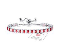 Sterling Silver Bracelet for Women, 925 Silver Red Tennis Bracelets for Womens Crystal Friendship Bracelet Braclet Ladies Bracelets Teenage Girls Birthday Gifts for Her Women