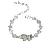 Sterling Silver Bracelet For Women,Ladies 925 Sterling Silver Bracelet Vintage Hand Carve Pi Xiu Bracelet Chinese Fortune Coins Bracelet Sterling Silver Jewellery Gifts For Sisters Friend Couples Mo