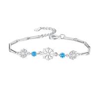 Sterling Silver Bracelet Snowflake Sweet Delicate Jewelry For Women, Blue