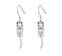 Sterling Silver Cat Earrings Star Flower Cat Hook for Women, normal, Sterling Silver, No Gemstone