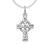 Sterling Silver Celtic Cross Necklace on 18" Silver chain - SIZE: SMALL: 10mm x 14mm Gift Boxed 8092/18