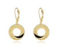 Sterling Silver Celtic Earrings Gold Plated Black Onyx Irish Dangle Earrings Celtic Knot Drops Jewellery Gifts for Women Girls