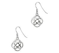 Sterling Silver Celtic Eternity Knot Drop Earrings - Fiona Design - 925 Silver Scottish Jewellery for Women - Symbol of Eternal Love & Unity - Gift Box Included