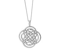 Sterling Silver Celtic Shield Knot Necklace for Women - 925 Silver Celtic Knot Flower-Shaped Pendant on Curb Chain - Traditional Irish Knotwork Quatrefoil Jewellery - Friendship Gift