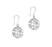Sterling Silver Celtic Tree of Life Drop Earrings - Mother Earth Round Design - Traditional Celtic Jewelry in 925 Silver