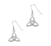 Sterling Silver Celtic Trinity Knot Drop Earrings - 925 Silver Triquetra Symbol of Eternity & Faith - Celtic Heritage Jewellery Gift for Women