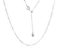 Sterling Silver Chain Necklace, S925 Jewelry with Unique Car Flower Design, 40 cm with 5 cm Extension Adjustable Beaded Chain, Versatile for Every Occasion, Polished Finish, Round Bead Detail