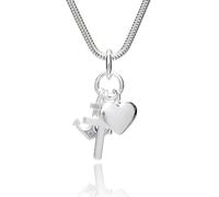 Sterling Silver Chain Necklace With Faith Love Hope Pendant Adjustable