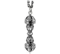Sterling Silver Chinese Style Pendant 990 Silver Jewelry Tibetan Buddhism Five Piece Vajra Pendant Unisex Retro Individualitypendant No Chain, LJBLEUSK