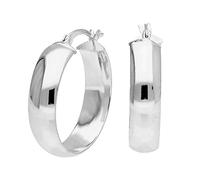 Sterling Silver Chunky Creole 25mm Hoop Earrings