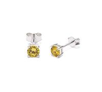 Sterling Silver Citrine CZ Birthstone Claw 4mm Stud Earrings