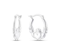 Sterling Silver Claddagh Creole Earrings