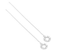 Sterling Silver & Clear CZ Crystal Karma Circle Pull Through Earrings