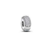 Pandora Moments Silver Silicone Grip Pave Clip Charm