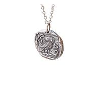 Sterling Silver Coin Athena Owl Pendant Necklace Ancient Goddess