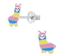 Sterling Silver Colourful Llama Alpaca Animal Earrings