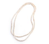 Sterling Silver Cream Pearl Extra Long Necklace for Women - Opera Length 925 Silver Pearl Beaded Necklace - 1920s Vintage-Style Gemstone Bead Multi-Layer Necklaces - French-Style Jewellery