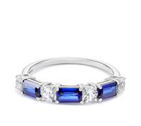 Sterling Silver Created Blue & White Sapphire Ring