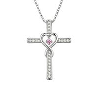 Sterling Silver Cross Necklace for Women, Heart Infinity Pendant