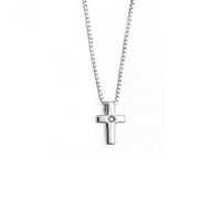 Sterling Silver Cross Pendant P800 - Elegant Styling | Acotis - Sterling Silver / Diamond