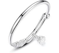 Sterling Silver, ，Crystal Bangle s forAdjustableSterling Silver Bangle,Women 925 Sterling Silver Adjustable Cuff Bangle Root Sterling Silver Jeweller