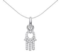 Sterling Silver Crystal Hamsa Hand Love Heart Link Charm - CM209 Jewelco London White One Size