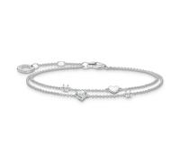Sterling Silver Cubic Zirconia Charm Club Hearts Bracelet