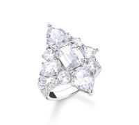 Sterling Silver Cubic Zirconia Cocktail Ring - Ring Size N