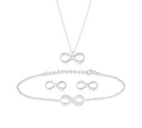 Sterling Silver Cubic Zirconia Infinity 3 Piece Necklace, Bracelet & Earring Set