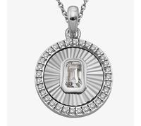 Sterling Silver Cubic Zirconia Medallion Pendant Necklace MK-1042