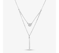 Sterling Silver Cubic Zirconia Pave Two Row Double Lariat Necklace N611060