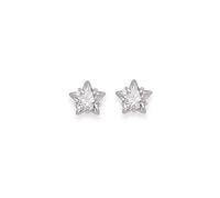 Sterling Silver Cubic Zirconia Star Stud Earrings - SIZE: TINY 4mm Hearts Gift Boxed 5760CZ