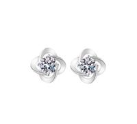 Sterling Silver Cubic Zirconia Stud Earrings For WomenHypoallergenic Simple Earring Studs Classic Fashion Jewelry Mismatch Earrings (Silver, One Size)