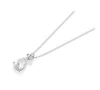 Sterling Silver Cubic Zirconia Teardrop And Clover Leaf Necklace - F3536