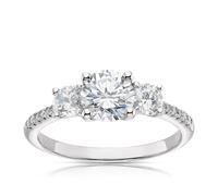 Sterling Silver Cubic Zirconia Trilogy Three Stone Ring