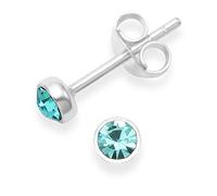 Sterling Silver Cubic Zirconia Turquoise Earrings - Turquoise/Light blue stud earrings - SIZE: 3.5mm 5554TQZ