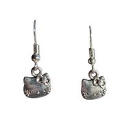 Sterling Silver Cute Animal Earrings - Quirky Dangle Earrings - Victorian Occult Witchy Jewellery for Women (Hello Kitty Earrings)