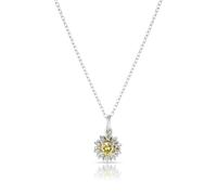 Sterling Silver CZ Chrysanthemum November Birth Flower Necklace