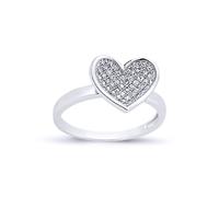 Sterling Silver CZ Concaved Love Heart Bowl Dress Ring - ARN144 Jewelco London White Q