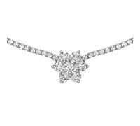 Sterling Silver CZ Flower Cluster Tennis Necklace 2mm 14 + 2 inch - GVK400 Jewelco London White One Size