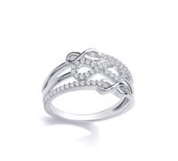 Sterling Silver CZ Split Triple Infinity Eternity Stacker Ring - GVR925 Jewelco London White N
