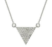 Sterling Silver CZ Triangle Pendant on 18" Cable Chain - 925 Silver Triangular Pendant With Pave-Set Cubic Zirconia - Elegant Sparkling Geometric Jewellery for Women -